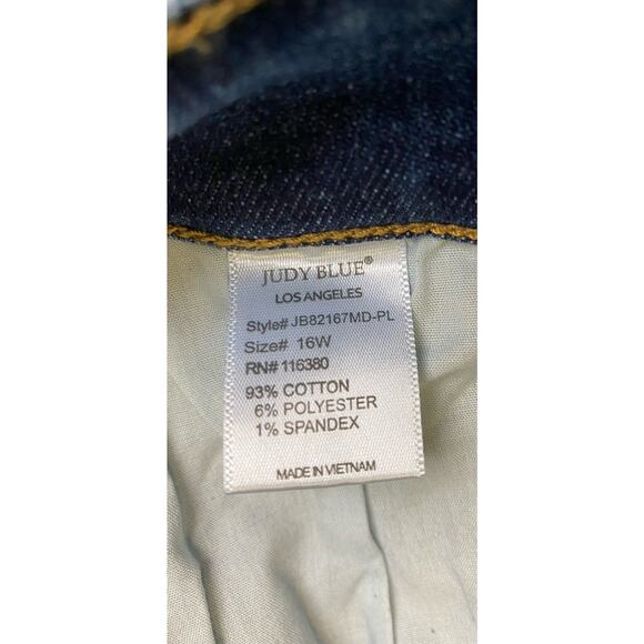 Judy Blue Red Buffalo Plaid Patch Distressed Skinny Jeans Women’s Size 16W - Picture 8 of 14